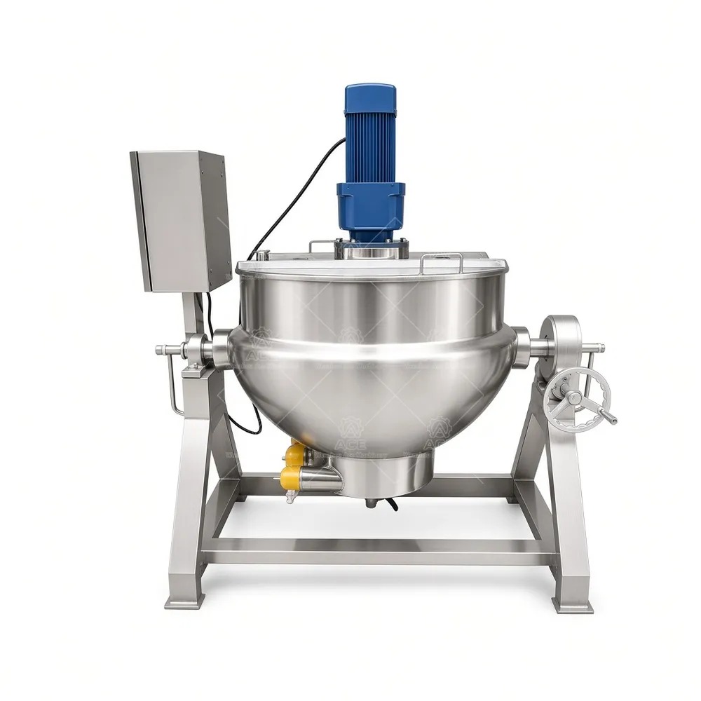 Nồi nấu có áo cách nhiệt nghiêng 100L/200L có máy trộn cho sản xuất Halva