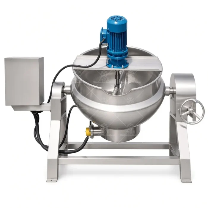 100L Industrial Jacketed Kettle with Mixer for Cassava Processing - Gambar 3