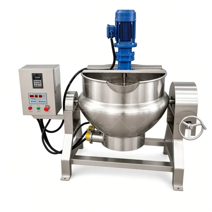 100L Industrial Jacketed Cooking Kettle with Agitator - Image 4