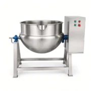 100L Industrial Jacketed Cooking Kettle with Agitator - Image 6