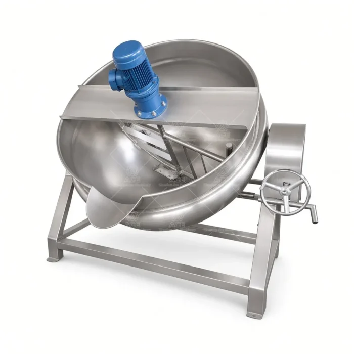 Industrial Jacketed Cooking Kettle with Mixer for Food Processing - Image 6