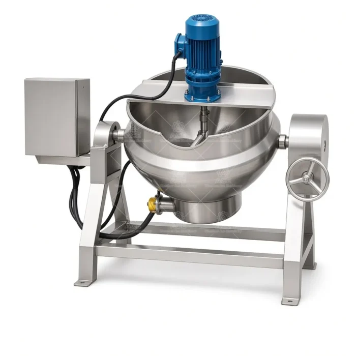 600L Steam Heated Tilting Kettle with Mixer Scrapers for Chili Sauce - Ảnh 3
