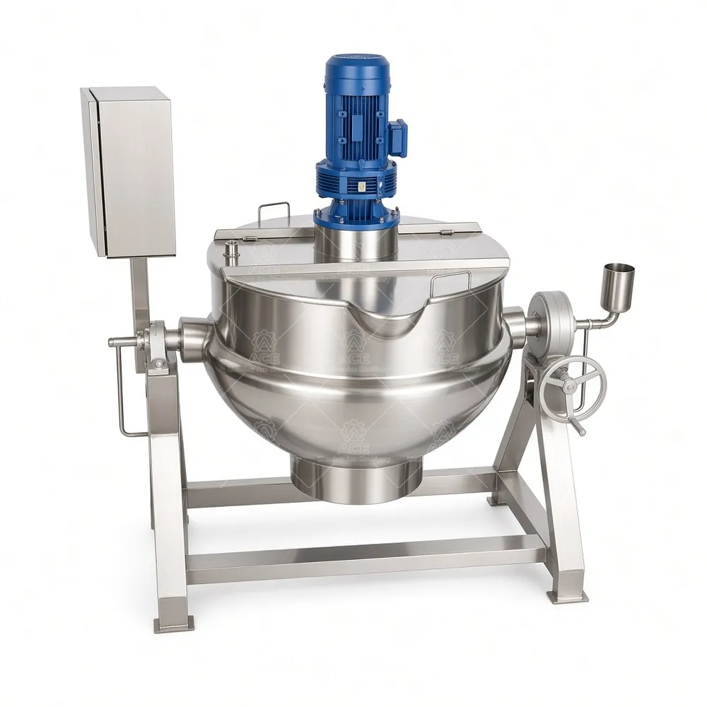 Industrial Jacketed Kettle with Mixer for Jam, Sauce and Food Cooking