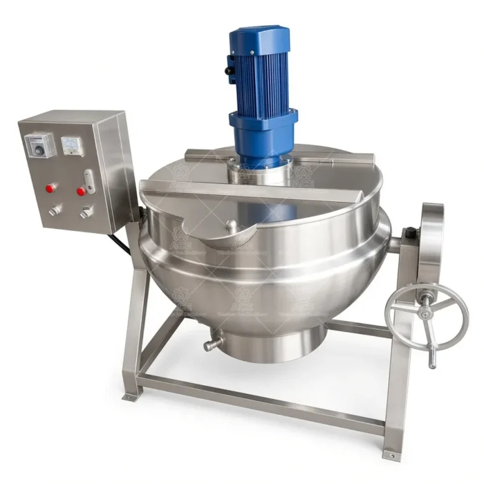 Industrial Jacketed Cooking Kettle with Agitator for Food Processing - Imagen 3