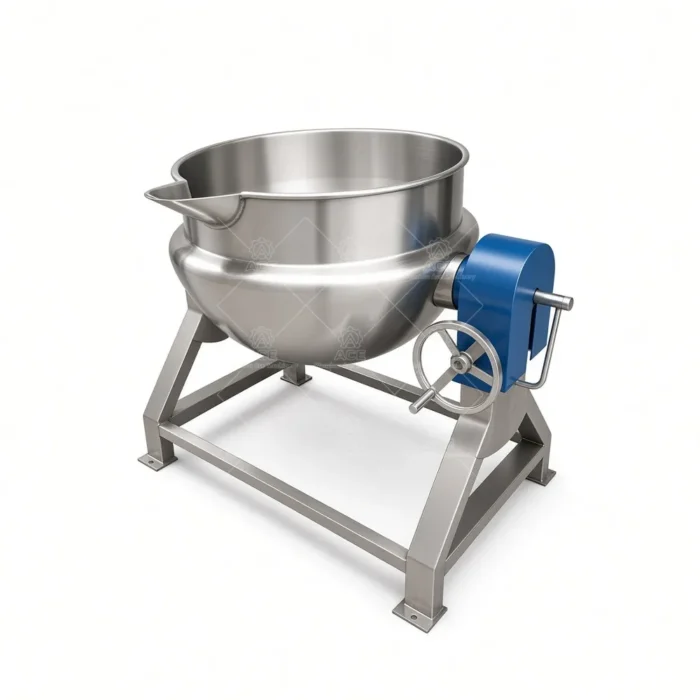 Steam Jacketed Tilting Kettle with Mixer for Sauce and Jam Processing - Image 4