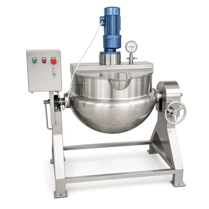 Steam Jacketed Kettle with Agitator for Food Processing - Imagen 4
