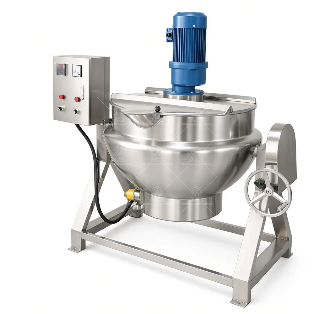 Automatic Steam Jacketed Tilting Kettle with Agitator for Food Processing