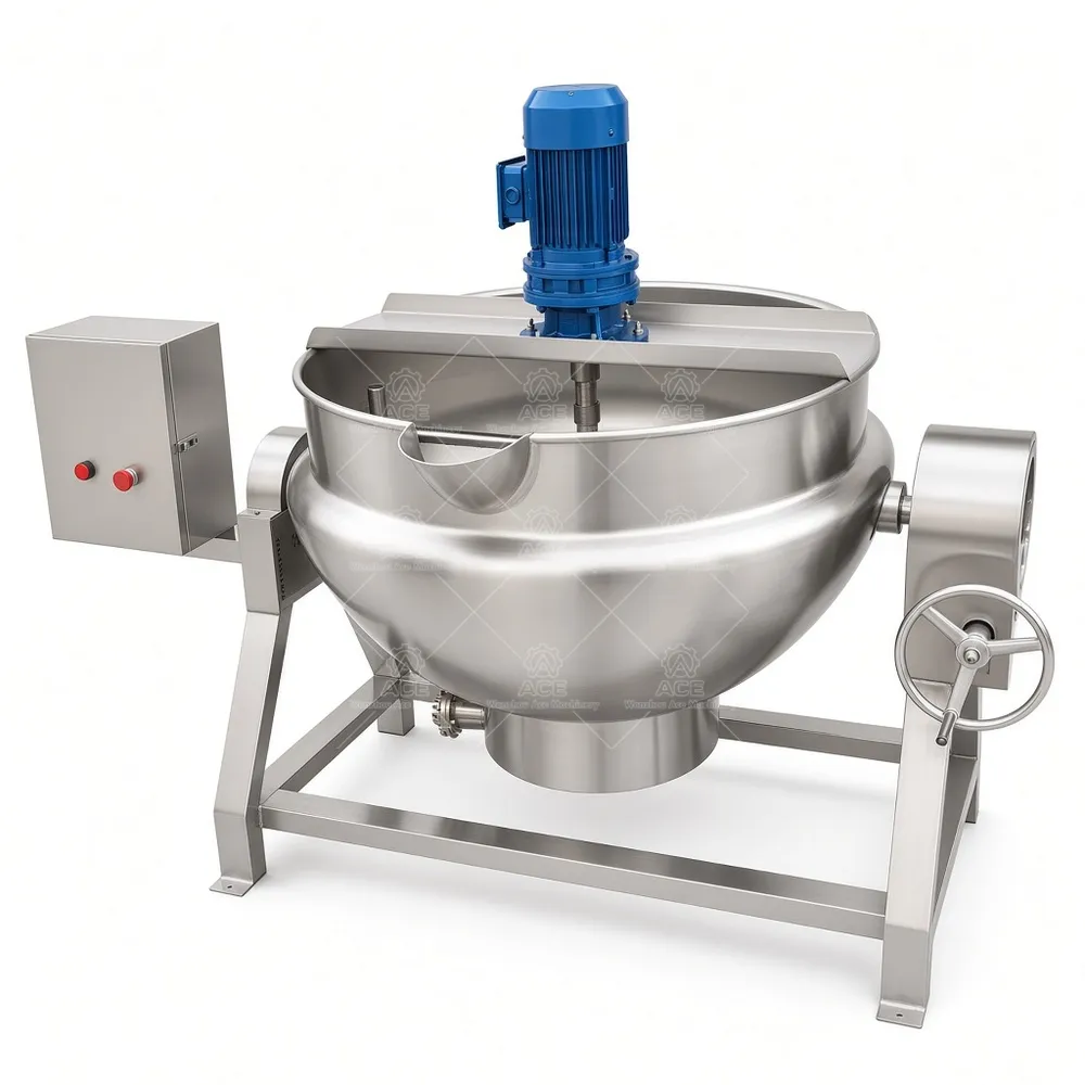 Industrial Jacketed Cooking Kettle with Agitator, 50–1000L