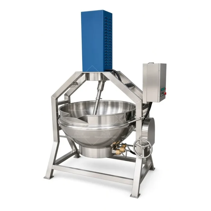 Steam Jacketed Kettle with Mixer 50 to 1000 L for Food Processing - Image 2