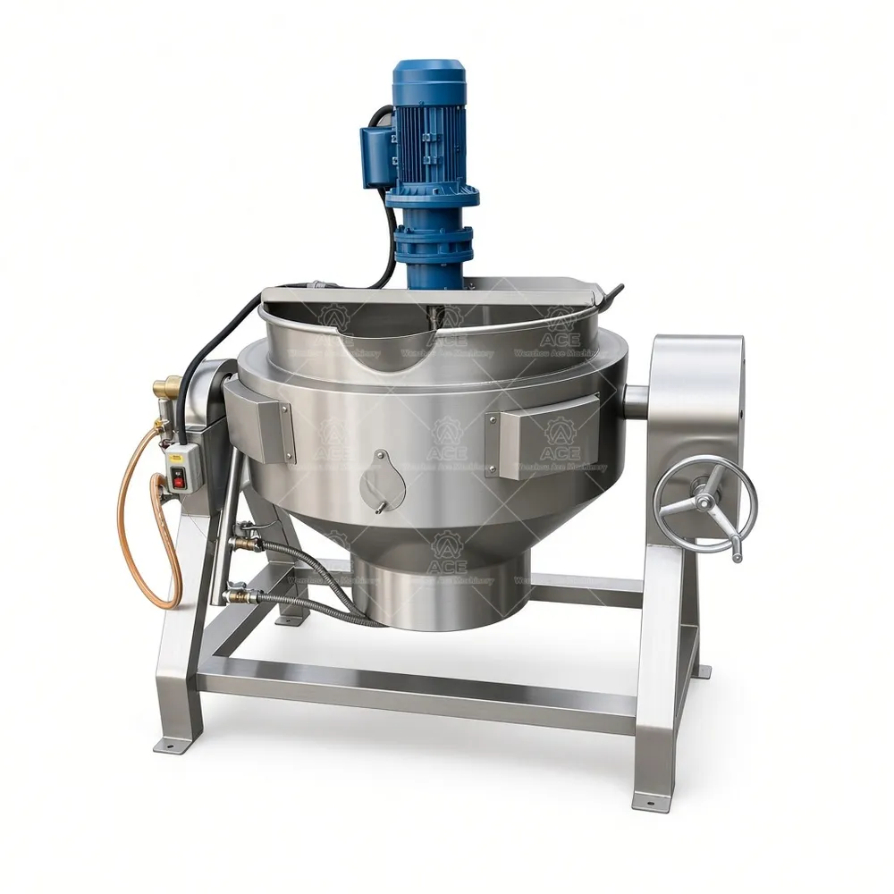 Caldeirão Industrial com Jaqueta e Misturador para Hummus, Halwa e Surimi