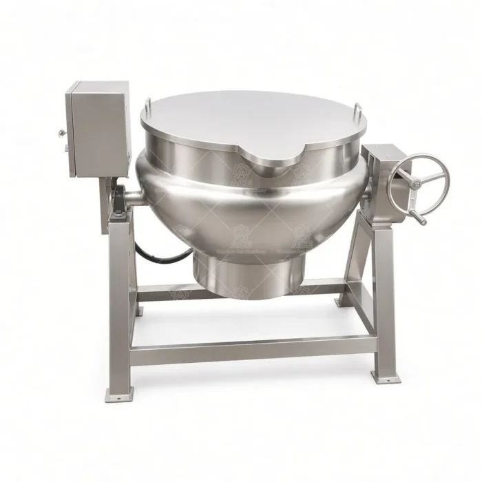 Industrial Jacketed Cooking Kettle with Stirrer and Manual Tilting Discharge - Image 2