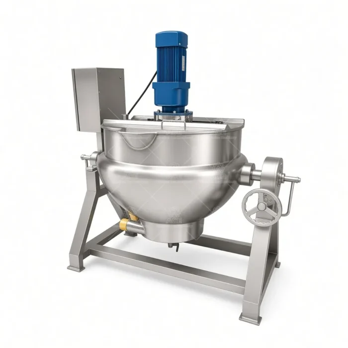 Industrial Jacketed Cooking Kettle with Stirrer and Manual Tilting Discharge - Image 6