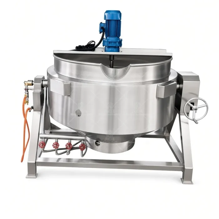 Industrial Jacketed Cooking Kettle with Optional Agitator for Meat Processing - Gambar 3
