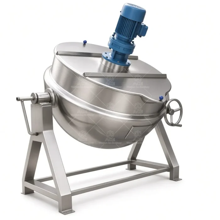 Industrial Jacketed Cooking Kettle with Optional Agitator for Meat Processing - Gambar 5