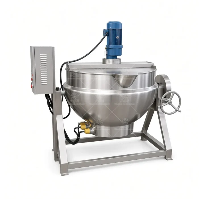 Industrial Jacketed Cooking Kettle with Agitator and Heating Options - Image 3