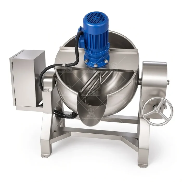 Jacketed Cooking Kettle with Mixer for Commercial Food Processing - Image 5