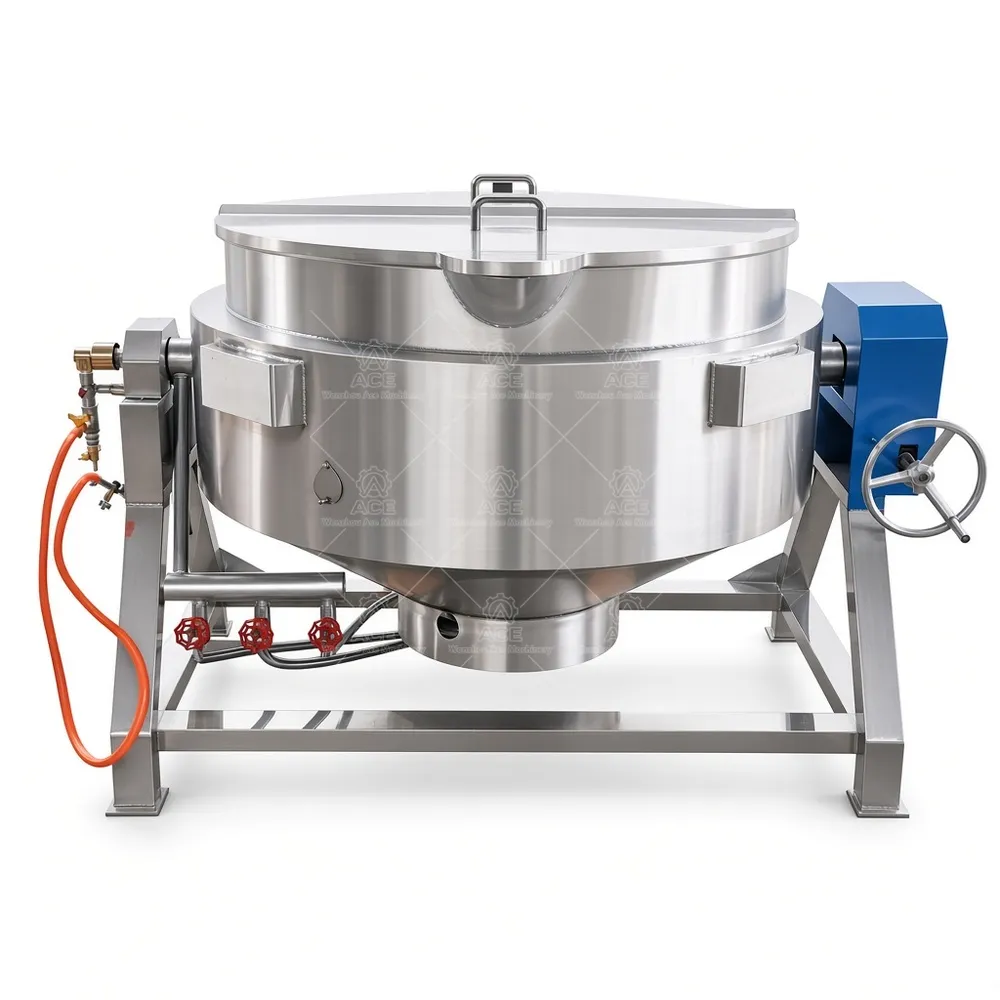 Caldera comercial basculante con chaqueta para salsa, mermelada, caramelos y carne