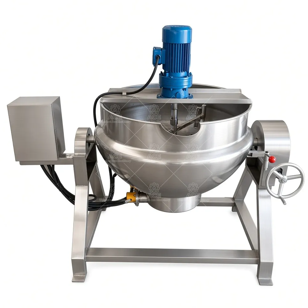 Caldeirão de Cozinha Industrial com Revestimento, Inclinação, Aquecimento Elétrico ou a Vapor