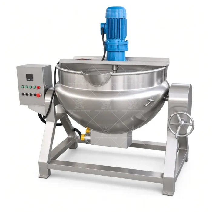 Industrial Tilting Jacketed Cooking Kettle with Agitator - Image 3