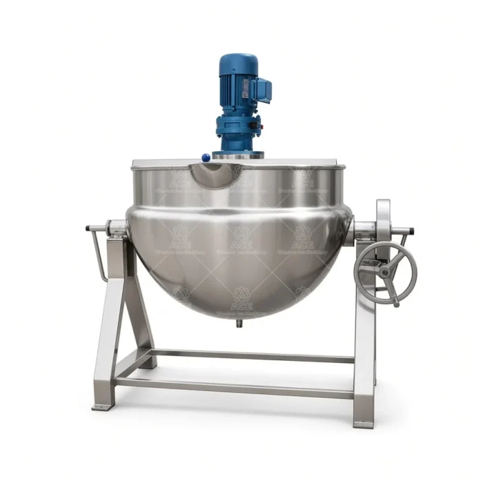Industrial Tilting Jacketed Cooking Kettle with Agitator - Image 4