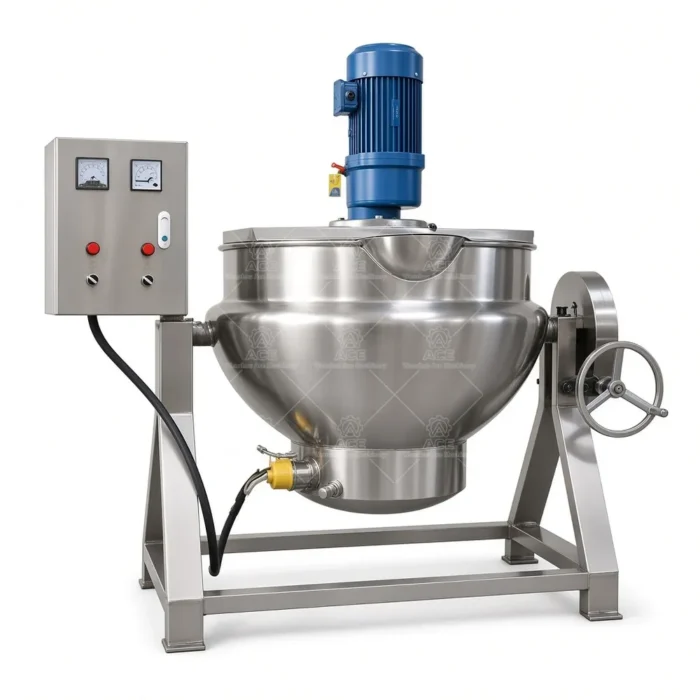 Tilting Electric Jacketed Kettle with Mixer for Tomato Paste & Syrup - Image 4