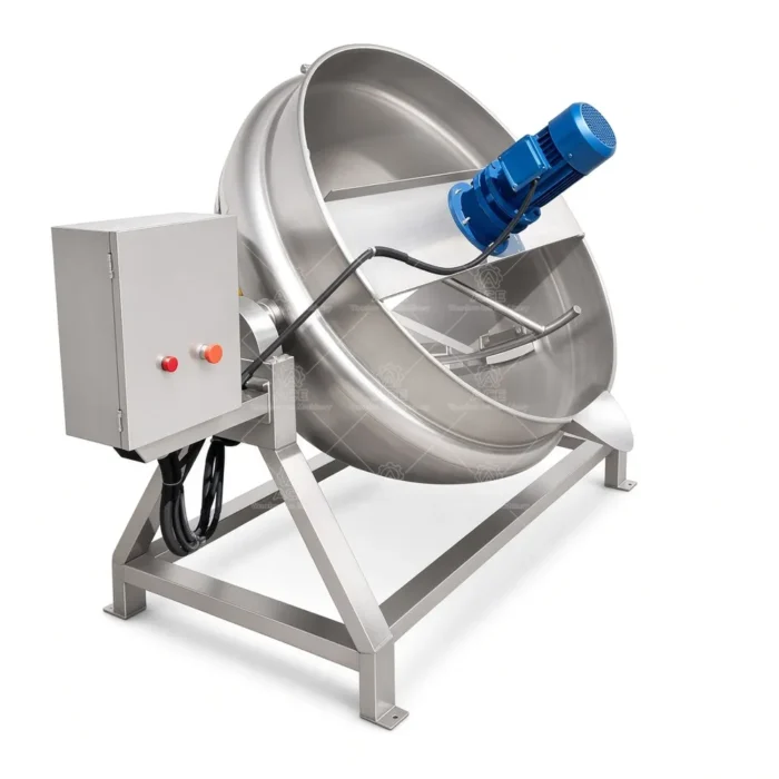 Steam Heated Tilting Jacketed Kettle with Scraper Mixer for Jam and Sauce - Imagem 3