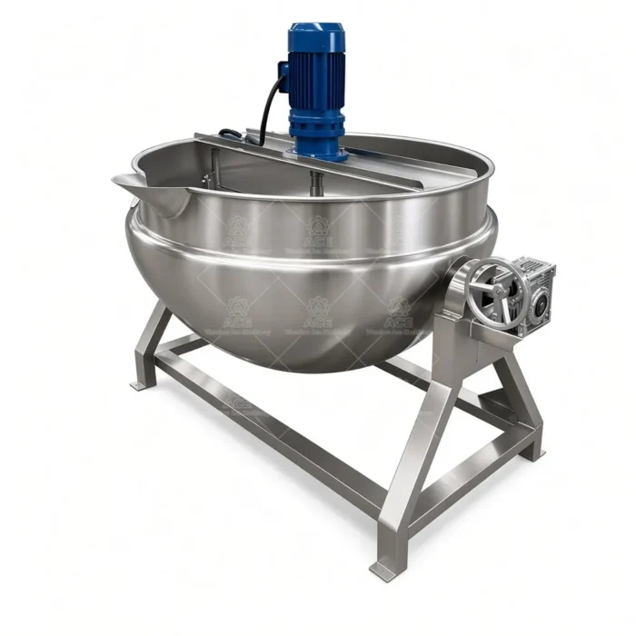 Tilting Jacketed Kettle with Mixer for Sauce Production - Image 2